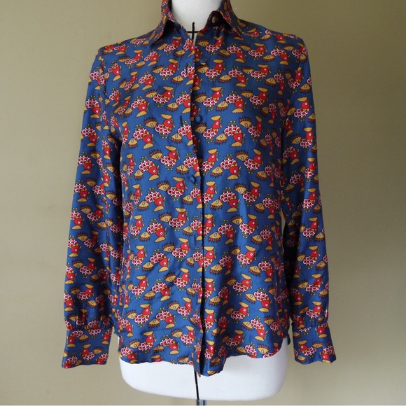LA Double j fish print silk shirt